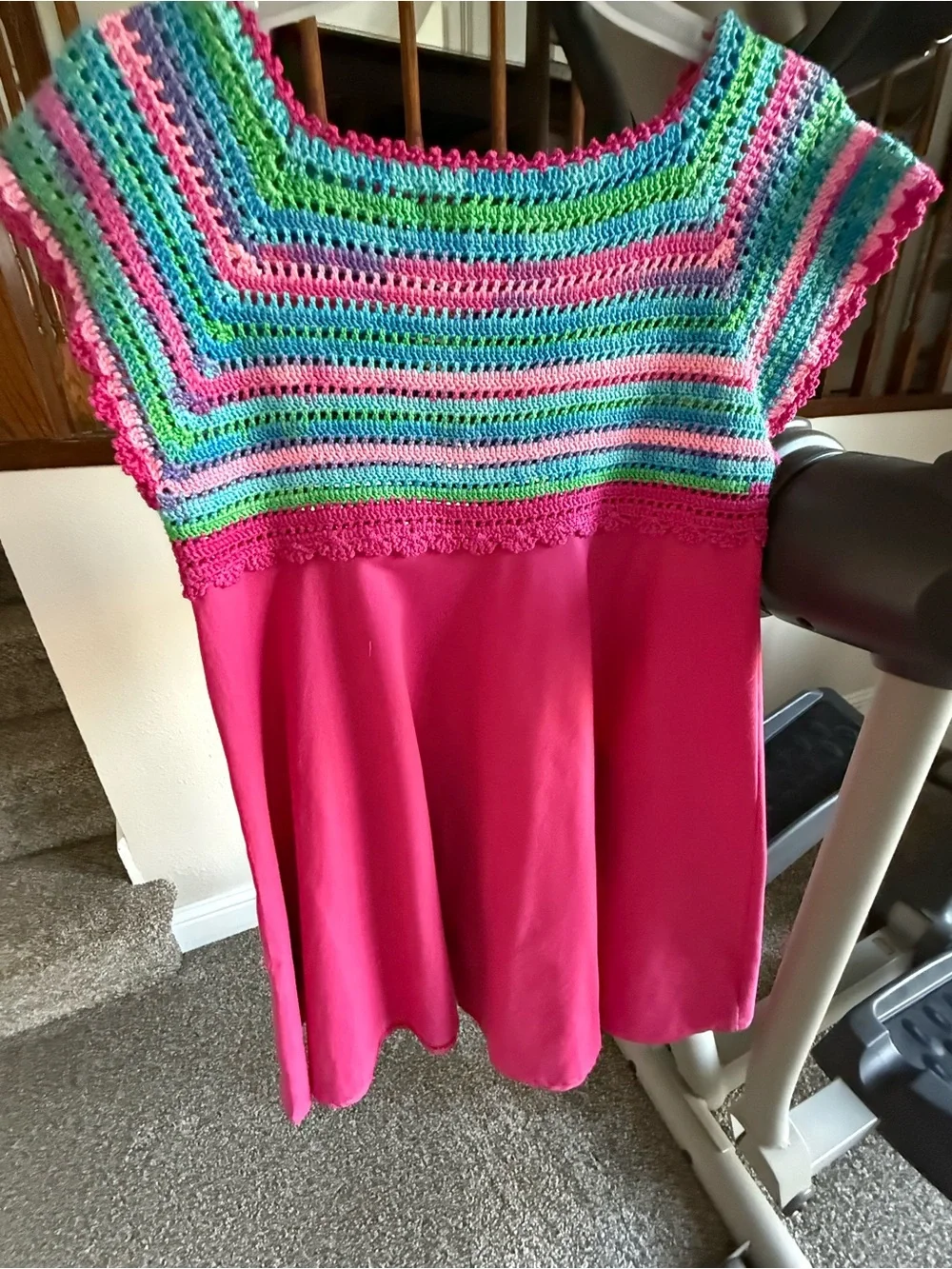 Handmade Girls Crochet & Fabric Dress – Size 4–6 Years – One of a Kind